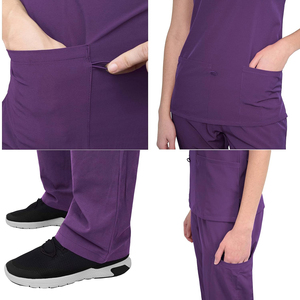 Ensembles uniformes d'allaitement à col en V pour femmes vente en gros de vêtements d'hôpital extensibles en coton polyester denim pour les professionnels de la santé - Product Image 2
