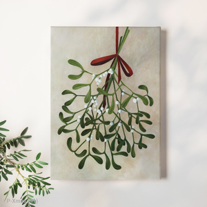 Hiện đại Cây tầm gửi trên <span class=keywords><strong>Red</strong></span> Ribbon canvas in với khung gỗ-giáng sinh trang trí nội thất nhà Máy Giá - Product Image 3