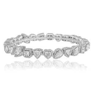 <b>14k</b> White <b>Gold</b> MULTI SHAPE DIAMOND <b>BRACELET</b> and Moissanite Luxury Charm <b>Bracelet</b> - Product Image 1