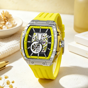 Montre mécanique automatique de luxe 82S0 avec boîtier en acier inoxydable, bracelet en silicone, cadran squelette - Product Image 4