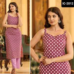 Indian Ethnic Wear Fancy Sleeveless Cotton Printed Kurti For Regular and Office wear with Lowest Price and Best Quality <b>Kurtis</b> - Product Image 3