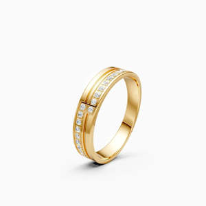 Anillo de banda para mujer con diamante cultivado en laboratorio Imperia Bar de 0,14 quilates en oro amarillo, blanco y rosa de 9 quilates - Product Image 2