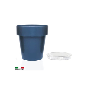 Set di 3 vasi in Denim con piattini da 14cm resistenti UV per uso interno/esterno con piante e fiori - Product Image 2