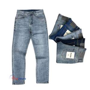 กางเกงยีนลำลองผู้ชายเอวกลางทรงตรงสไตล์ฮาเร็มกางเกงยีนส์สีพื้นซักกลางของเวียดนาม - Product Image 6