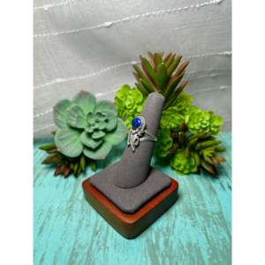 Navajo-Made Boho Style Lapis & Sterling <b>Silver</b> <b>Ring</b> Size 6.75 Platinum Rhodium Plating Gemstone <b>Statement</b> <b>Ring</b> for Everyday Wear - Product Image 3