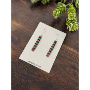 Pendientes Colgantes Esther Blancos con Múltiples Piedras y Coral en Plata de Ley para Regalo - Product Image 3