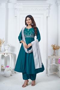 Tissu en soie coton viscose avec lustre en soie brodé Collection de costumes Dupatta pour adultes - Product Image 6