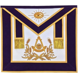 MASONIC WORSHIPFUL MASTER 100% DELANTAL DE PIEL DE CORDERO AZUL CON COLLAR DE CADENA JOYA GRATIS - Product Image 5