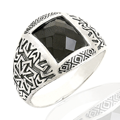Solid 925 Sterling Silver Turkish Handmade Moon & Star Men’s Ring - Hypoallergenic, Gift Box Included