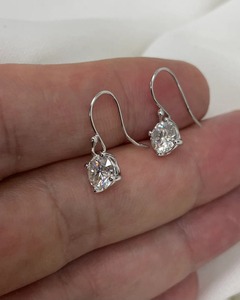 White Moissanite Diamond Hook Drop <b>Earrings</b> <b>Beautiful</b> 925 Sterling Silver Moissanite <b>Earrings</b> Gift for Her - Product Image 3