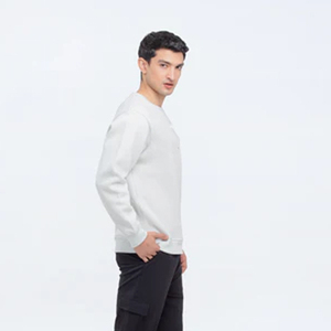 Sudadera de cuello redondo Boxy Fit 100% para hombre, estampado personalizado de felpa francesa de peso pesado con hombro caído para invierno - Product Image 2