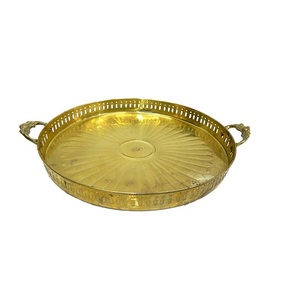 Bandeja de servicio de latón de estilo americano con bandeja de servicio de diseño redondo para hoteles y propósitos de boda Venta caliente - Product Image 6