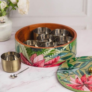 Caja de especias de madera Vintage hecha a mano de 3L, contenedor de comida redondeado multiusos, juego organizador de cocina para pimienta, Mango, otro almacenamiento de alimentos - Product Image 4