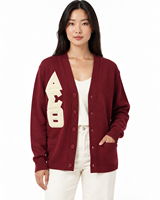 Cardigan en tricot à col en V pour femme, brodé, à manches longues, boutonné sur le devant, pull personnalisé avec logo pour l'automne, idéal pour les sororités et les universités