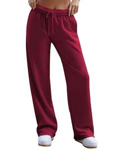 Custom Streetwear Winter <b>Women's</b> High-Waisted Drawstring Jogger Sweatpants 100% Cotton Straight Leg <b>Baggy</b> Fit <b>Trousers</b> - Product Image 1