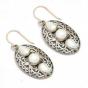 สินค้ามาใหม่ต่างหูห้อยแบบห้อยทำจากเงินสเตอร์ลิงสี925ต่างหูไข่มุกพลอยชุบเงินต่างหูโบโฮสำหรับงานแต่งงาน - Product Image 1