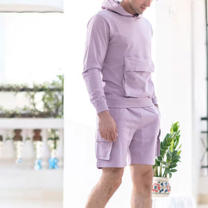 Casual Winter Breathable <b>Lightweight</b> <b>Hoodie</b> and Shorts Set for Men - Product Image 6