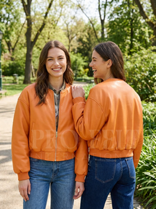 Custom Streetwear Leather Bomber Jacket Casual Zip Up Short Outerwear Soft Finish Fashion Autumn Winter Cropped Leather Coat - Product Image 4