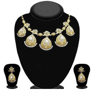 Kriaa Fine <b>Jewelry</b> <b>Set</b> Gold Plated with Austrian Stone and <b>Pearl</b> 2105604 Necklace - Product Image 1