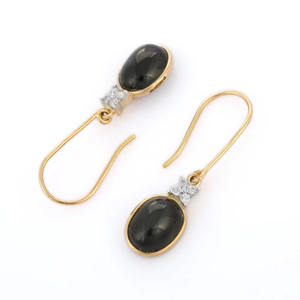 ใหม่แฟชั่นคุณภาพสูง 100% ธรรมชาติสีดําดาวและเพชรห้อยต่างหู 14K สีเหลืองทองเครื่องประดับ Fine ขาย - Product Image 3