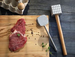 Wood Handle Aluminum <b>Meat</b> Tenderizer/<b>Mallet</b>/Hammer, 13-Inch Overall Brown Wood <b>Meat</b> <b>Mallet</b> Tenderizer Tool - Product Image 5