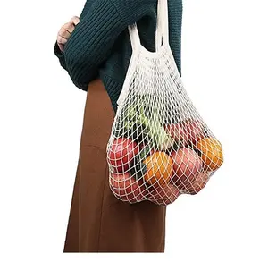 बड़े स्ट्रिंग पुन: प्रयोज्य कपास जाल उत्पादन बैग शुद्ध शॉपिंग बैग कपास मेष ढोना बैग के लिए फल सब्जी