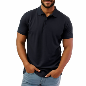 Custom Logo New Arrival Men's Solid Knitted 100% Cotton Anti-Wrinkle Short Sleeve for Shirts - Product Image 3