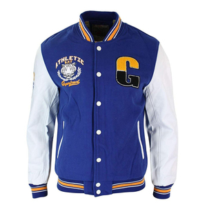 Blouson Bomber Unisexe de Luxe en Laine avec Manches en Cuir, Col Montant, Style Universitaire Uni, Streetwear Tendance Hiver - Product Image 3