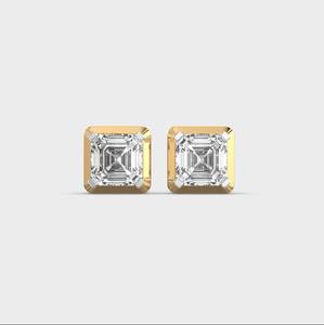 Boucles d'oreilles clous en diamant de laboratoire taille Asscher, serties clos, plaquées rhodium, or blanc/rose/jaune 14 carats, cadeau - Product Image 5