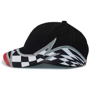 Racing Design Curve Brim Caps Lettres brodées Casquette de baseball personnalisée en coton noir avec maille rouge 6 chapeaux - Product Image 6