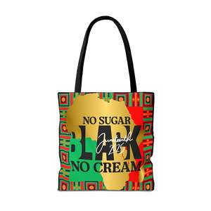 Borsa tote ispirata al Juneteenth con design 'No Sugar Black No Cream', in tela con cerniera, portatile ed elegante, con fodera in poliestere - Product Image 5