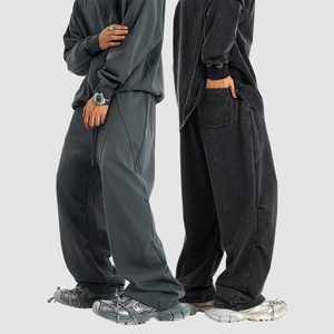 Pantalones Joggers de Punto Lavado para Hombre, Otoño/Invierno 2026, Estilo Urbano, Corte Holgado Informal, Pierna Recta Básica, Tejido Grueso - Product Image 1