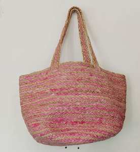 กระเป๋าถือชายหาดทำจากผ้าปอกระเจา100% เป็นมิตรกับสิ่งแวดล้อมสำหรับสุภาพสตรีฤดูร้อนสวยงามพิมพ์ลายลูกไม้ - Product Image 4