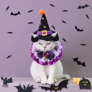 Sombrero de Gato de Ganchillo Personalizable con Diseño de Bruja para Halloween, Gorro Tejido para Mascotas para Deportes al Aire Libre y Viajes, para Navidad - Product Image 2