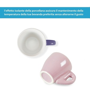 Set di 6 tazze di ceramica Espresso 80ml di porcellana multicolore arancione arancione verde forno a microonde e lavastoviglie servizio caffè - Product Image 3