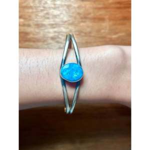 Dave Skeets Kingman Turquoise & Sterling <b>Silver</b> Fashion <b>Cuff</b> <b>Bracelet</b> - Product Image 5