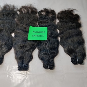 100% vendedores crudos Extensiones de cabello Remy ondulado natural indio Color negro Suelto Onda profunda Procesamiento químico Templo libre Cabello humano - Product Image 6