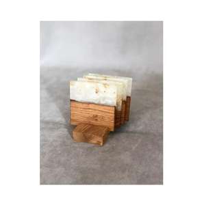 Sous-verre en résine et en bois à forte demande avec support en bois Sous-verres uniques de tasses à thé de couleur personnalisée - Product Image 2