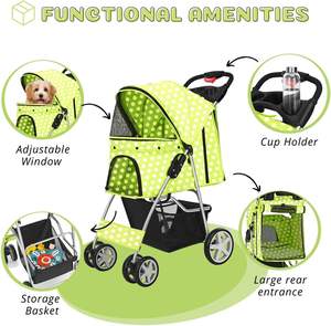 TH-PSP-376 American Modern <b>Pet</b> Stroller Comfort Medium <b>Pet</b> Stroller Sturdy Rotation <b>Wheels</b> Fabric Design <b>Carriers</b> Travel Product - Product Image 3