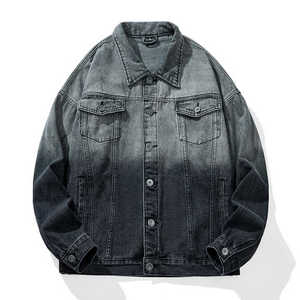 Veste en jean délavée pour homme, coupe ample, dégradé, style décontracté, streetwear, vêtement d'extérieur pour homme et femme, style vintage tendance - Product Image 1