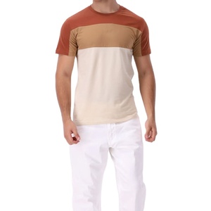 เสื้อยืดผู้ชายผ้าฝ้าย 100% ทรงเข้ารูป ยืดหยุ่นได้ ดีไซน์แผงต่อผ้า รุ่นใหม่ล่าสุด เสื้อผ้าฤดูร้อน ลายย้อมสีพื้น ทอแบบพิเศษ - Product Image 3