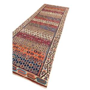 Nayaab Handmade Geometric Wool Rugs Pink & Purple Flat Weaves Paem-993 for Home Use-for Living Room Hallway or Bedroom - Product Image 2