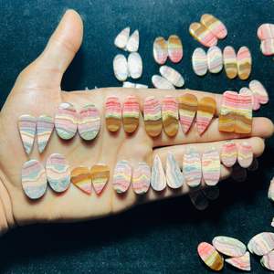 Cabujón de Rodocrosita rosa de alta calidad y piedras preciosas de jaspe verde, par suelto Natural, piedras a juego - Product Image 1