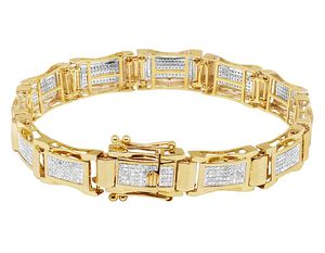 Personalize Jewelry Classic Style S925 Sterling Silver Yellow Gold Plated Square Design Moissanite Diamond <b>Bracelet</b> Gift for <b>Men</b> - Product Image 3