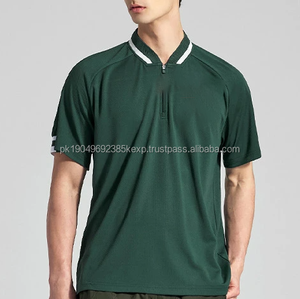 Men's Quick Dry 14 <b>Zip</b> Golf for Polo <b>Shirt</b> Sleeves Anti-Wrinkle White Stripes Embroidered Technics Breathable Knitted - Product Image 4