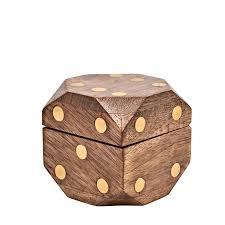 Boîte à dés en bois faite à la main de haute qualité avec 5 petits dés cubiques et jouets promotionnels à motif de cube de travail en laiton - Product Image 4