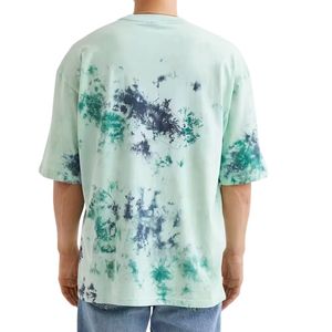 <b>Green</b> <b>Tie</b> Dye Oversized T Shirt <b>Men</b> Custom Pattern Drop Shoulder Tee Hip Hop Streetwear Fashion Apparel Wholesale Manufacturer - Product Image 2
