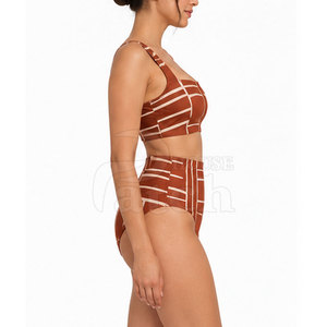 Nuevo Conjunto de Bikini de Dos Piezas para Mujer, Traje de Baño a la Moda con Parte Inferior de Cintura Alta, Diseño Personalizado, Colección de Verano para Piscina y Vacaciones - Product Image 5