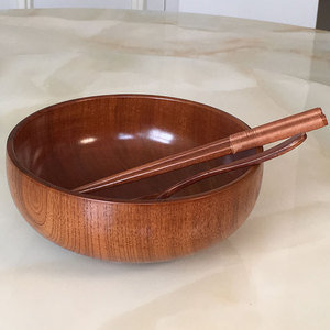 Handmade Acacia Wood Serving Bowl - Eco-Friendly <b>Round</b> Salad & Fruit <b>Basin</b> - Product Image 4