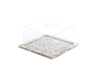 Plateau d'incrustation en os rose avec couvercle transparent idéal pour offrir des chocolats et améliorer la présentation de table - Product Image 4